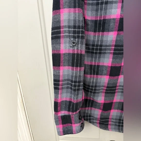 Vintage Nollie Pink and Gray Plaid Button Down Shirt - Picture 5 of 7